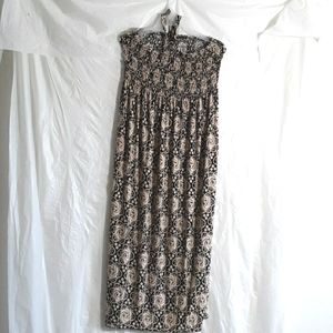 Black Tan Stretchy Halter Midi Dress or Maxi Skirt